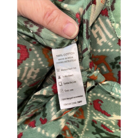 Anouk by Myntra Dress L Green Boho Cottagecore 3/4 Sleeve Midi Pockets Tie Back - Picture 10 of 10